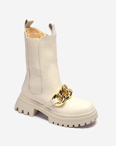 Жіночі черевики з ланцюжком бежевого кольору Evves- Footwear
