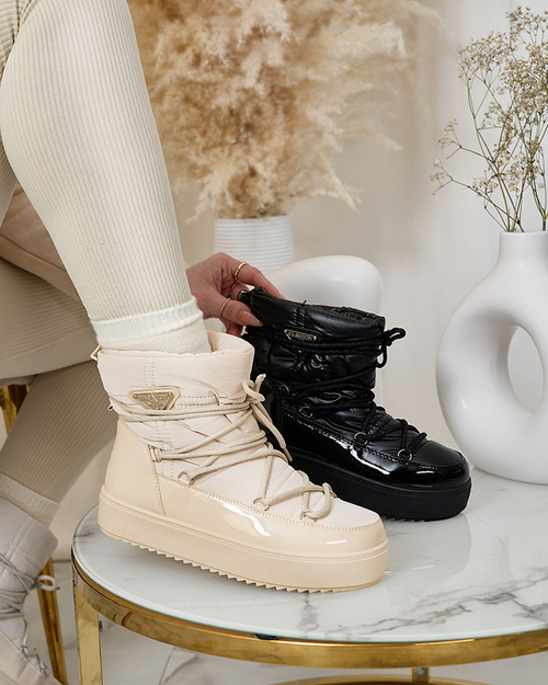 Royalfashion Жіночі черевики-сліпони a'la snow boots бежевого кольору Nevsone