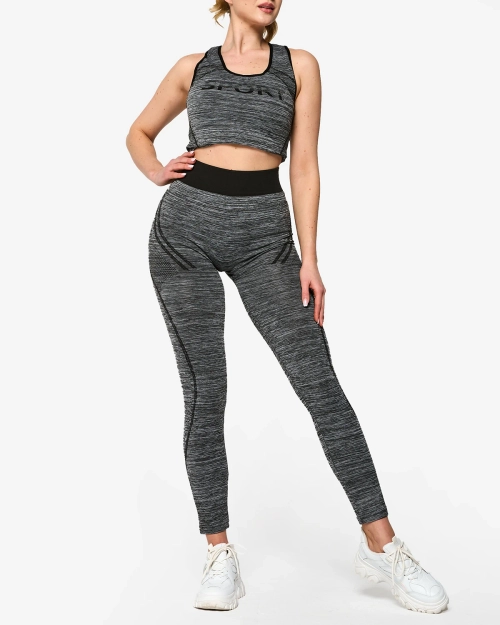 Жіночий спортивний комплект сірий з чорними вставками - Одяг