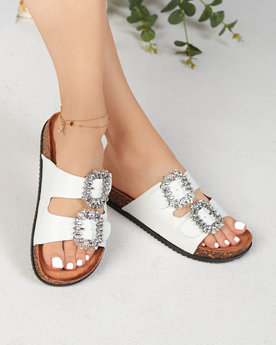 Білі жіночі шльопанці з пряжками Oterina