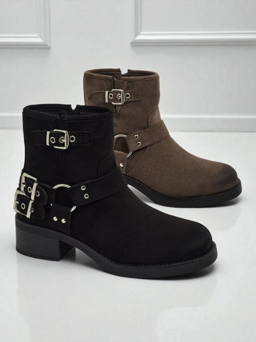 Жіночі ботильйони з екозамші з пряжками Valtos