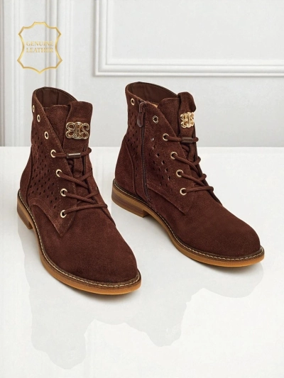 Ажурні ботильйони жіночі зі шкіри натуральної Aurelias