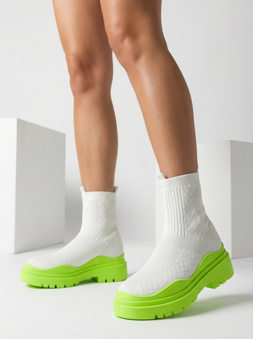 Біло-зелені жіночі чоботи Seritis