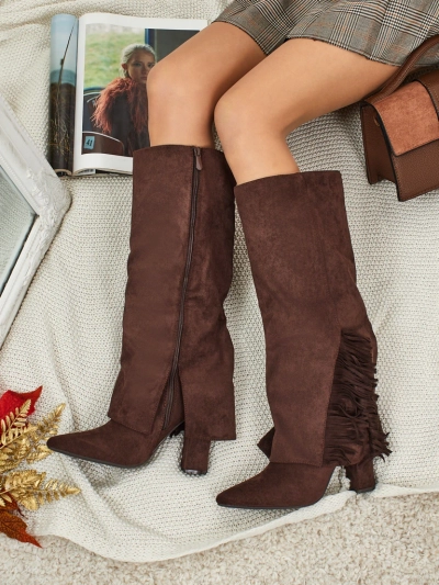 Dámské eko semišové kozačky s vrškem Rimolea