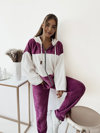 Royalfashion Dámská fialová pruhovaná sportovní souprava