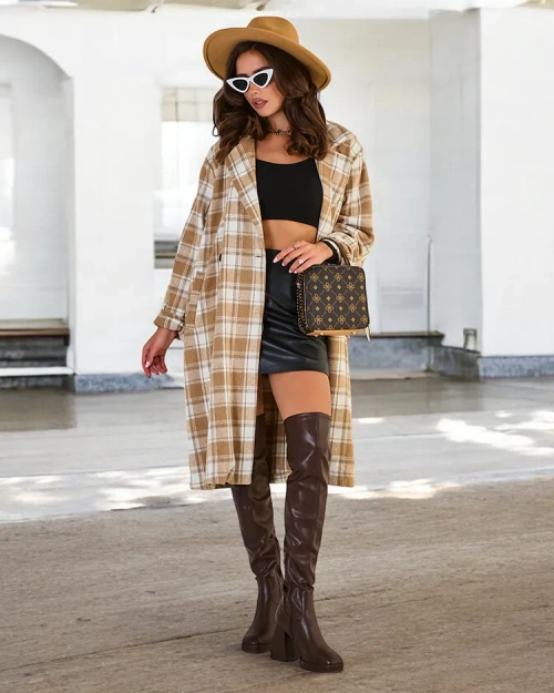 Жіноче картате пальто Royalfashion