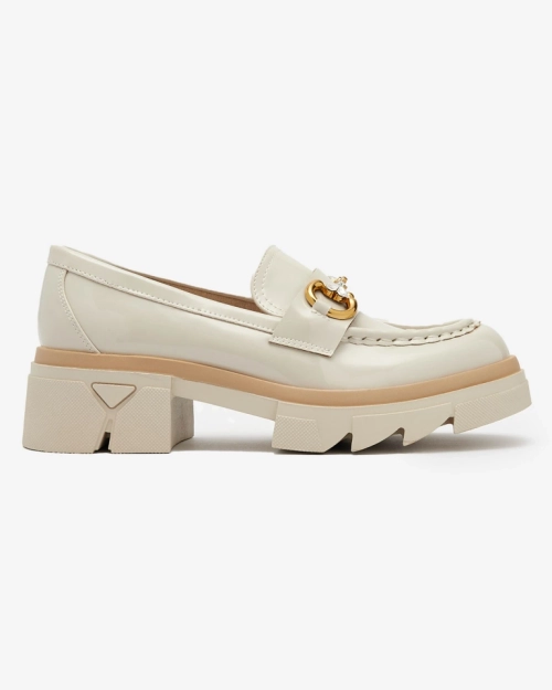 Лаковані бежеві жіночі мокасини з кристалами Inriw - Взуття