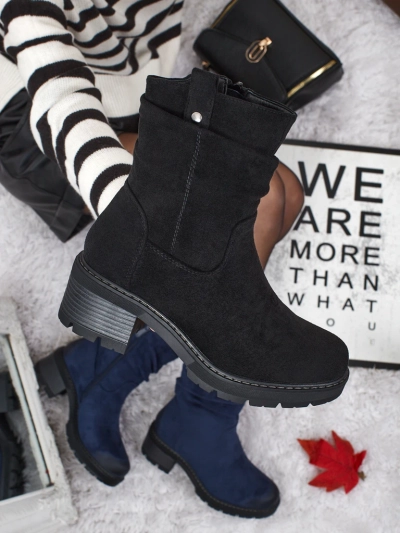 Vyšší dámské kotníkové boty z eko semiše Carmine