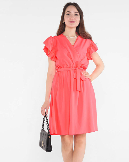 Неонова рожева сукня міні з зав'язками