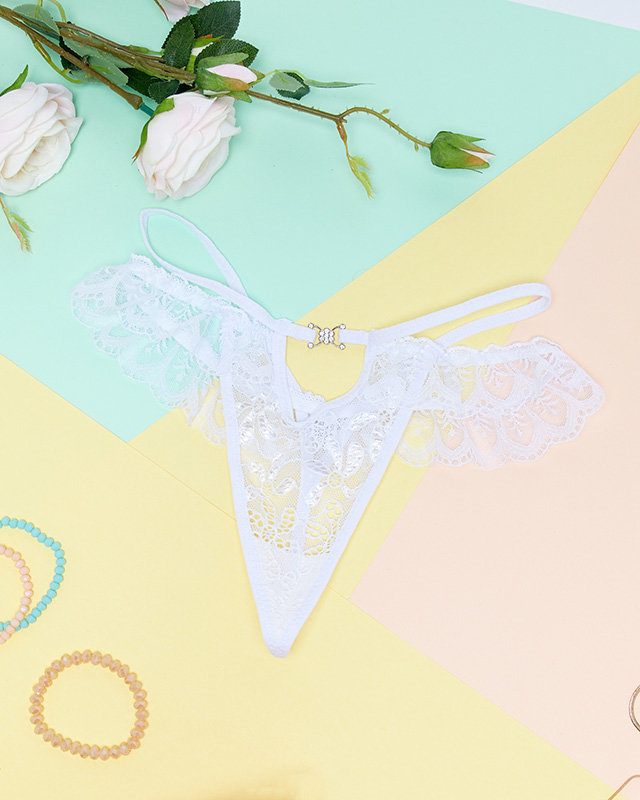 Dámská bílá krajková tanga - Spodní prádlo