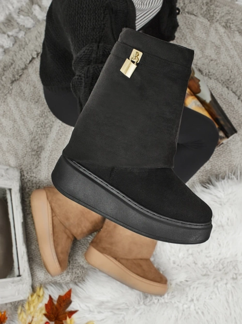 Короткі жіночі черевики а-ля снігоходи з пристібною халявою Elizze