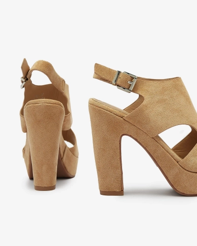 Світло-коричневі жіночі босоніжки на стійкій танкетці Lamiess - Взуття