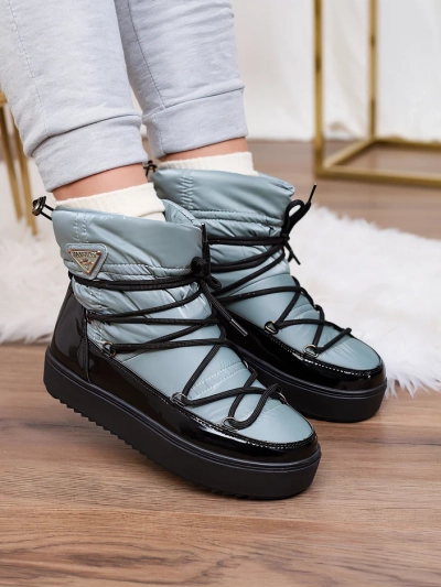 Royalfashion Dámské nazouvací boty a'la snow boots v modré barvě Vevnose