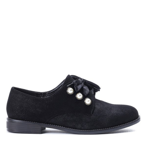 Czarne półbuty z perełkami Lea - Obuwie