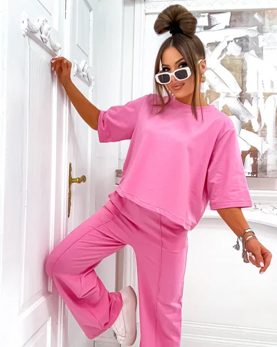 Royalfashion Dámský bavlněný set s rozšířenými kalhotami