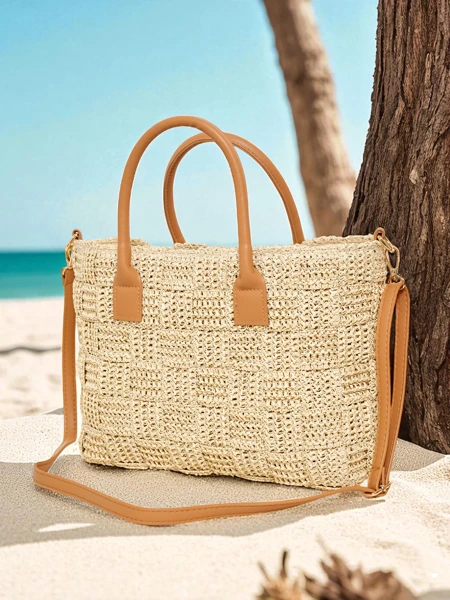 Royalfashion Velká slaměná dámská kabelka Aureliana Savio