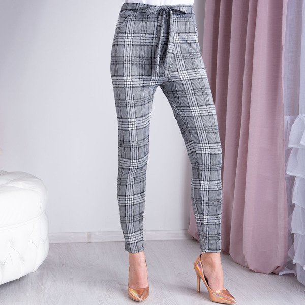 Šedé kostkované kalhoty - Kalhoty 1