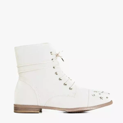 OUTLET Béžové dámské kozačky s ozdobami Matildat - Obuv