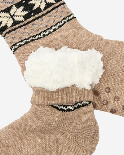 Шкарпетки чоловічі утеплені Royalfashion Beige Різдвяні