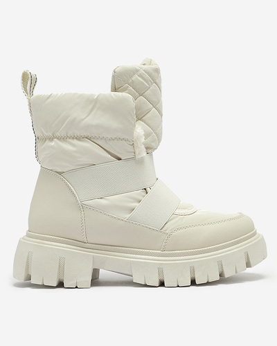 Жіночі снігоступи на плоскій підошві бежевого кольору Ferory- Footwear