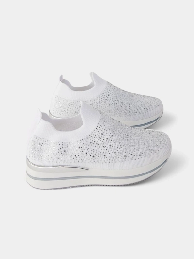 Royalfashion Dámské slip-on sportovní boty z textilu s kamínky Adeq