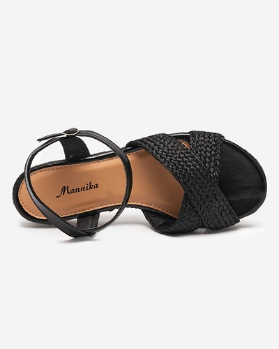 Černé dámské sandály s copánkem a třpytem Metifa - Obuv