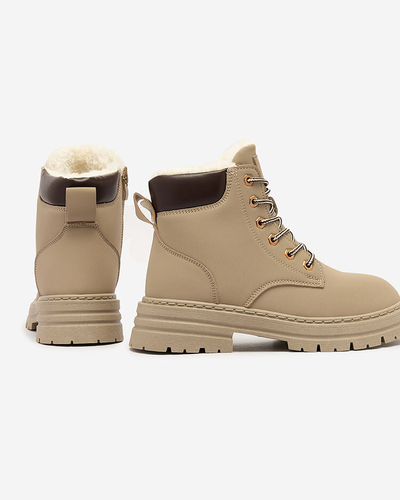 Royalfashion Šedohnědé dámské zateplené traperské boty Radoras