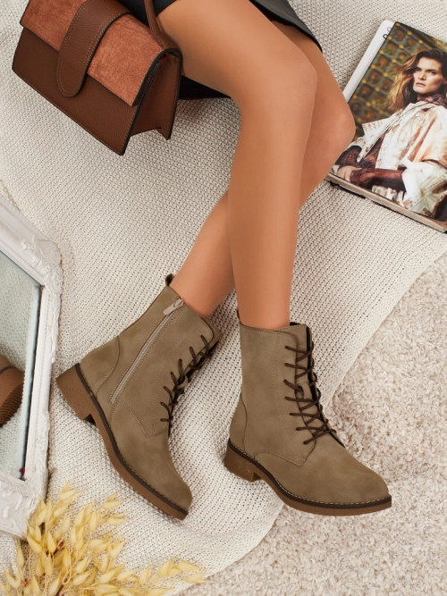 Еко шкіряні матові шнуровані жіночі ботільйони Treviline