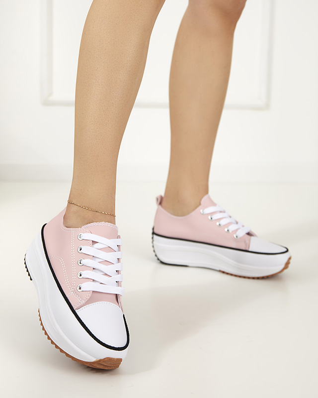 Světle růžové dámské sportovní boty a'la ekokůže Tenemika tenisky - Obuv