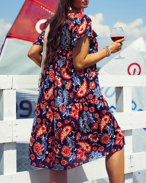 Жіноча сукня Royalfashion темно-синя з квітковим візерунком