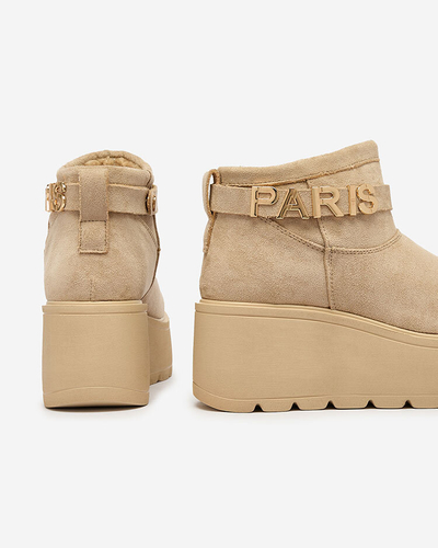 Royalfashion Béžové dámské boty a'la snow boots with ornament Parisela