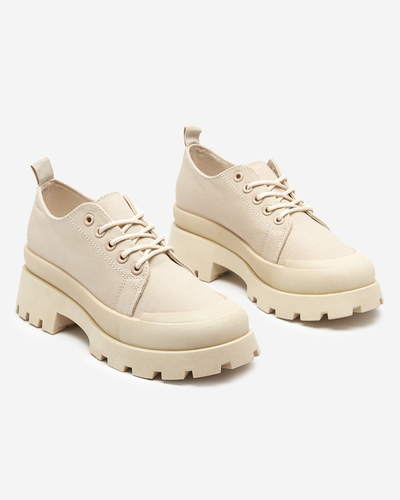 Béžové dámské šněrovací boty Rozia - Obuv