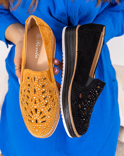 VÝSTUP Hnědé dámské boty s kubickými zirkony Lamsiou - Obuv