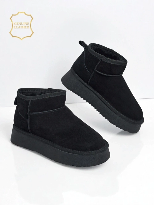 Короткі жіночі черевики а-ля снігоходи з натуральної шкіри Elunara