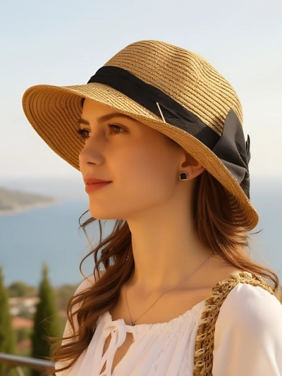 Royalfashion Dámský slaměný klobouk Belle Stuha