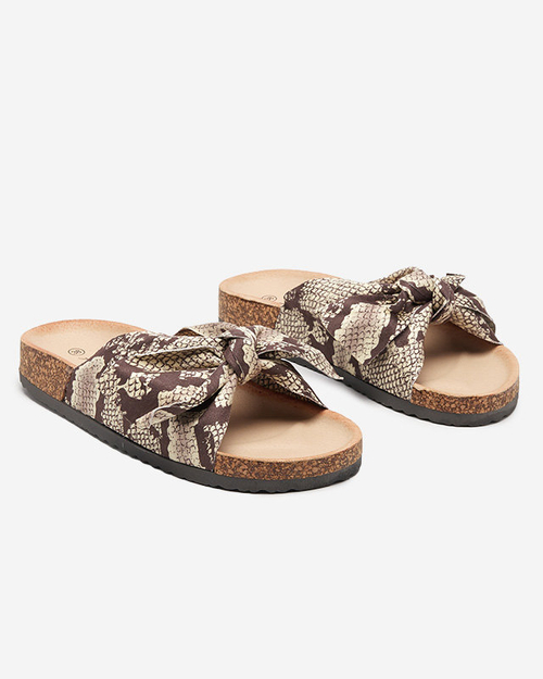 Коричневі тапочки з бантом Montiana - Взуття