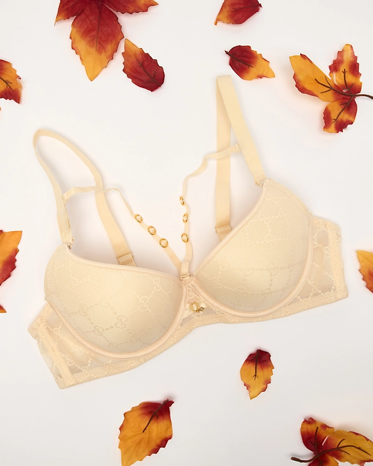 Royalfashion Dámská push-up podprsenka s ramínky v béžové barvě