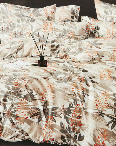 Біла бавовняна постільна білизна з квітковим принтом 160х200, комплект з 3-х частин