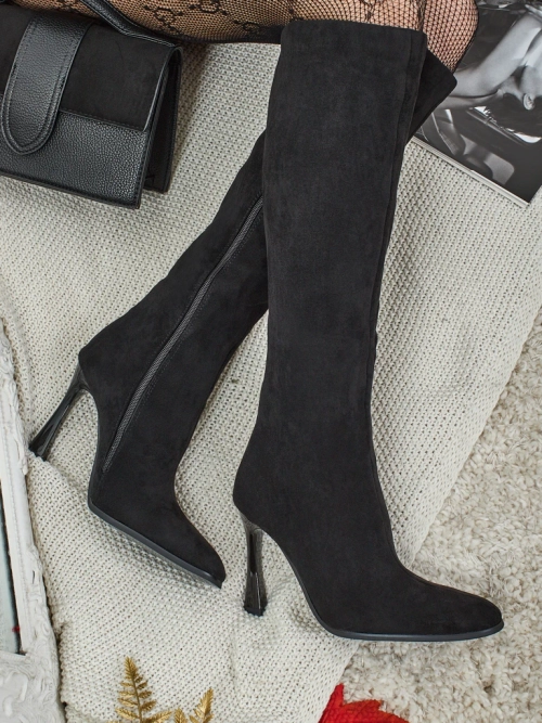 Жіночі ботфорти еко замшеві на шпильці Arvelora