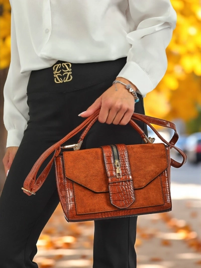 Жіноча сумка Hera Marrone коричнева екошкіра замшева на плече ретро