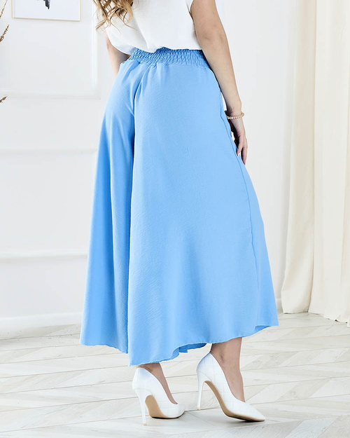 Жіночі широкі штани палаццо синього кольору - Одяг
