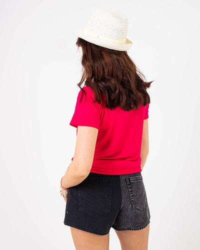 Жіноча футболка кольору фуксія з короною та паєтками