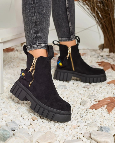 Royalfashion Černé dámské kozačky Poirop z ekokůže