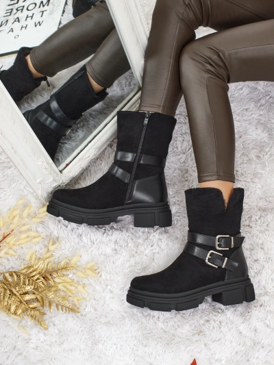 Vyšší dámské eko semišové kotníkové boty Callire