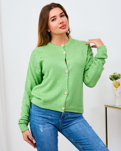 Royalfashion Жіночий зелений светр на ґудзиках
