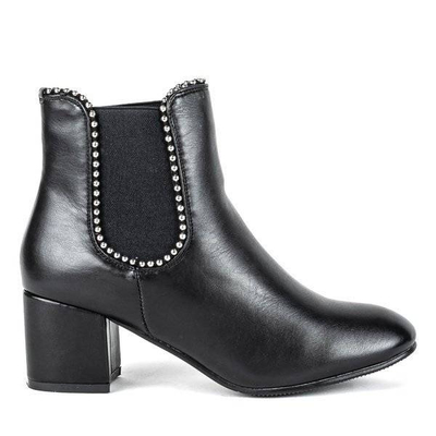 OUTLET Чорні ботильйони зі стразами Reja - Взуття