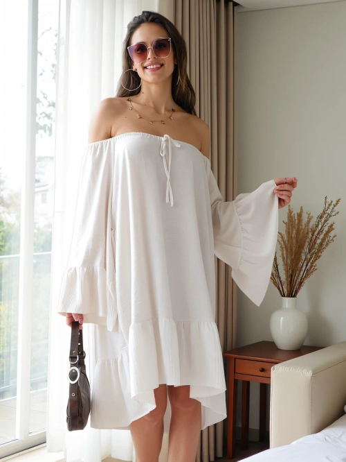 Royalfashion Жіноча сукня в стилі іспанського з рюшами оверсайз