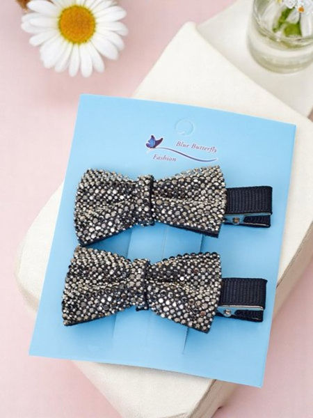 Royalfashion Sada 2 spon do vlasů s mašlemi a třpytivými kamínky Isadora