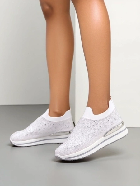 Royalfashion Dámské slip-on sportovní boty z textilu s kamínky Adeq