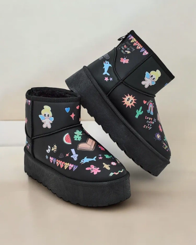 Royalfashion Krátké sněhové boty ve stylu ženských bot s nálepkami Hanaga